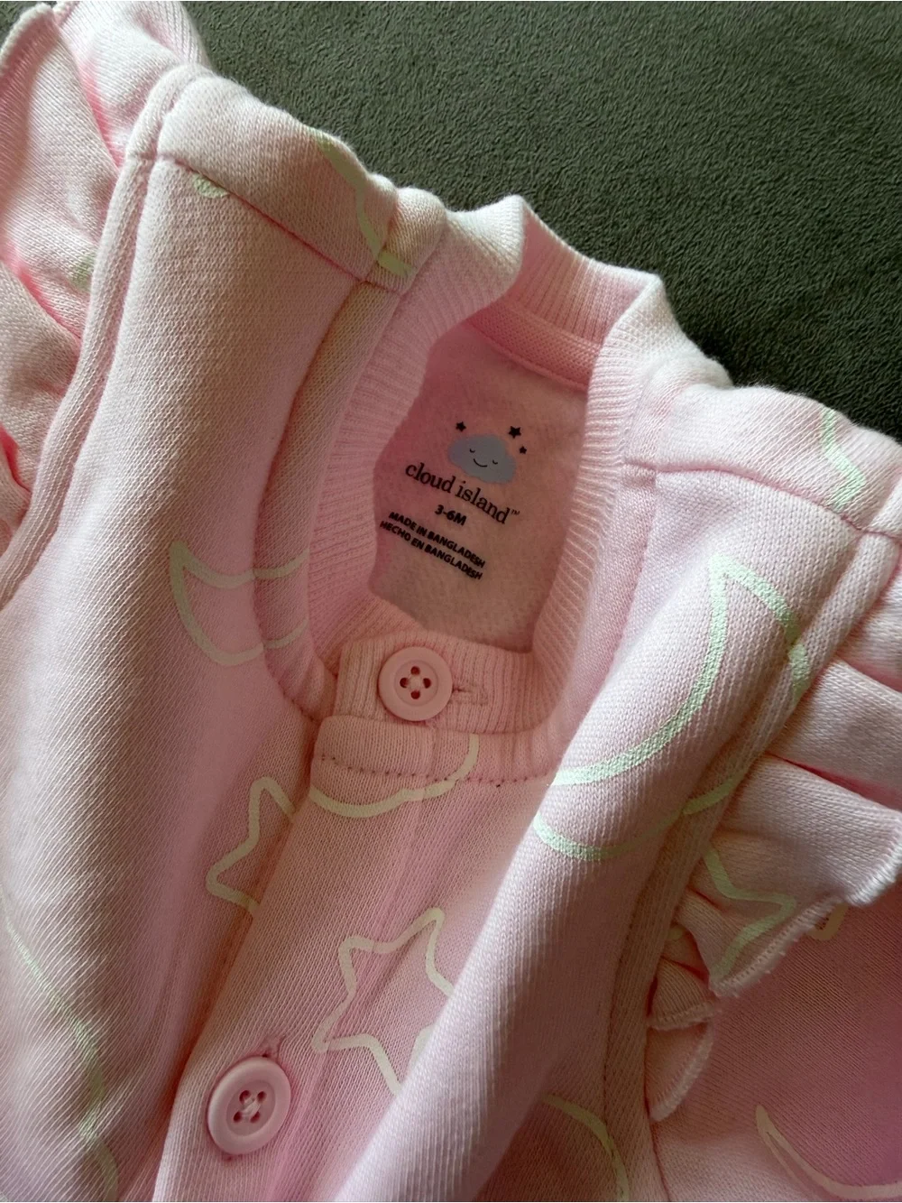 cloud island Pink Moon & Stars Fleece Footie